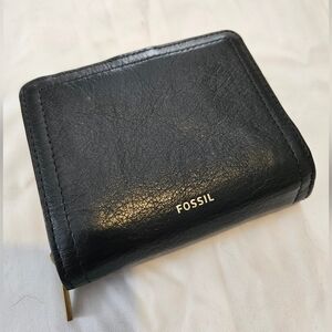 Womens Fossil Black Leather Wallet